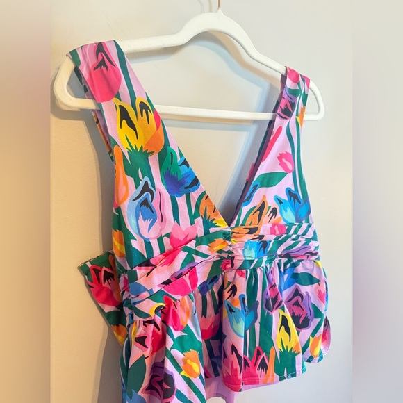 Slate & Willow • Bow Front‎ Avant Garde Floral Crop Top Sz Sm Tropical - Picture 11 of 13
